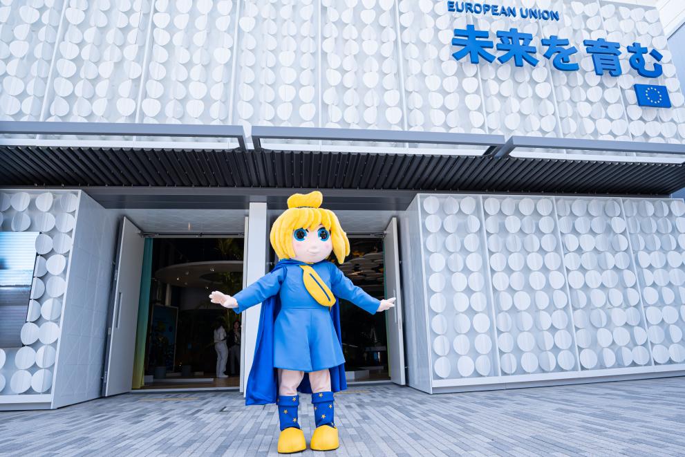 Europa in front of the EU Pavilion
